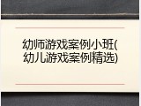 幼师游戏案例小班(幼儿游戏案例精选)