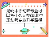 湖北中职幼师专业可以考什么大专(湖北中职幼师专业升学路径)