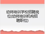 幼师培训学校招聘岗位(幼师培训机构招聘职位)
