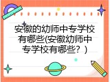 安徽的幼师中专学校有哪些(安徽幼师中专学校有哪些？)