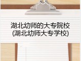 湖北幼师的大专院校(湖北幼师大专学校)
