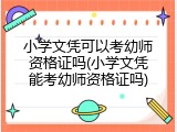 小学文凭可以考幼师资格证吗(小学文凭能考幼师资格证吗)