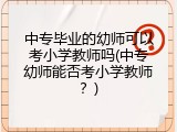 中专毕业的幼师可以考小学教师吗(中专幼师能否考小学教师？)