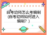 自考幼师怎么考编制(自考幼师如何进入编制?)