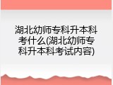 湖北幼师专科升本科考什么(湖北幼师专科升本科考试内容)