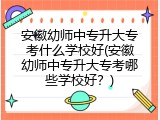安徽幼师中专升大专考什么学校好(安徽幼师中专升大专考哪些学校好？)