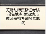 芜湖幼师资格证考试报名地点(芜湖幼儿教师资格考试报名地点)