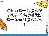 幼师五险一金缴费多少钱一个月(幼师五险一金每月缴费金额)