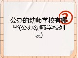 公办的幼师学校有哪些(公办幼师学校列表)