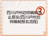 四川泸州幼师编制怎么报名(四川泸州幼师编制报名流程)