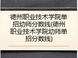 德州职业技术学院单招幼师分数线(德州职业技术学院幼师单招分数线)