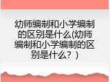 幼师编制和小学编制的区别是什么(幼师编制和小学编制的区别是什么?)