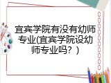 宜宾学院有没有幼师专业(宜宾学院设幼师专业吗？)