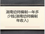 湖南幼师编制一年多少钱(湖南幼师编制年收入)