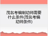 茂名考编制幼师需要什么条件(茂名考编幼师条件)