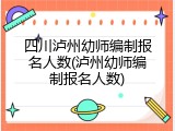 四川泸州幼师编制报名人数(泸州幼师编制报名人数)