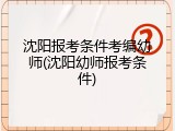 沈阳报考条件考编幼师(沈阳幼师报考条件)