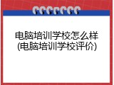 电脑培训学校怎么样(电脑培训学校评价)