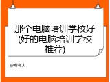 那个电脑培训学校好(好的电脑培训学校推荐)