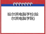 哈尔滨电脑学校(哈尔滨电脑学院)