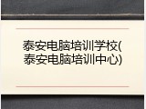 泰安电脑培训学校(泰安电脑培训中心)