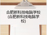 合肥新科技电脑学校(合肥新科技电脑学校)