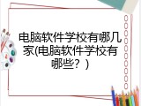 电脑软件学校有哪几家(电脑软件学校有哪些?)