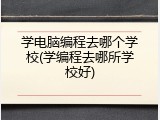 学电脑编程去哪个学校(学编程去哪所学校好)