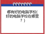 哪有好的电脑学校(好的电脑学校在哪里？)