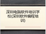 深圳电脑软件培训学校(深圳软件编程培训)