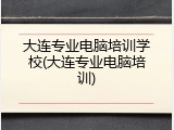 大连专业电脑培训学校(大连专业电脑培训)