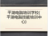 平湖电脑培训学校(平湖电脑技能培训中心)
