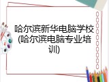 哈尔滨新华电脑学校(哈尔滨电脑专业培训)