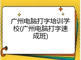 广州电脑打字培训学校(广州电脑打字速成班)