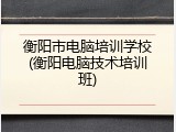 衡阳市电脑培训学校(衡阳电脑技术培训班)