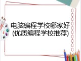 电脑编程学校哪家好(优质编程学校推荐)
