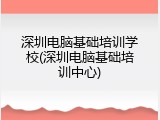 深圳电脑基础培训学校(深圳电脑基础培训中心)