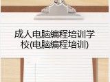 成人电脑编程培训学校(电脑编程培训)