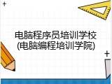 电脑程序员培训学校(电脑编程培训学院)