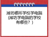 潍坊哪所学校学电脑(潍坊学电脑的学校有哪些？)