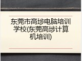 东莞市高埗电脑培训学校(东莞高埗计算机培训)