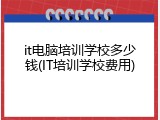 it电脑培训学校多少钱(IT培训学校费用)