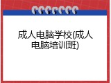 成人电脑学校(成人电脑培训班)