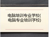 电脑培训专业学校(电脑专业培训学校)
