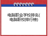 电脑职业学校排名(电脑职校排行榜)