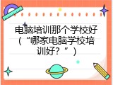 电脑培训那个学校好(“哪家电脑学校培训好？”)