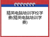 精英电脑培训学校学费(精英电脑培训学费)