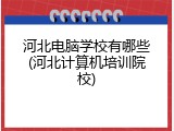 河北电脑学校有哪些(河北计算机培训院校)