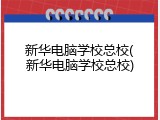新华电脑学校总校(新华电脑学校总校)