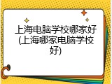 上海电脑学校哪家好(上海哪家电脑学校好)